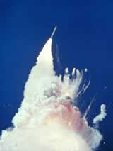 Description: Photo: Shuttle Challenger explodes