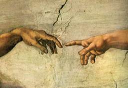 Description: The Creation of Man (detail), Michaelangelo